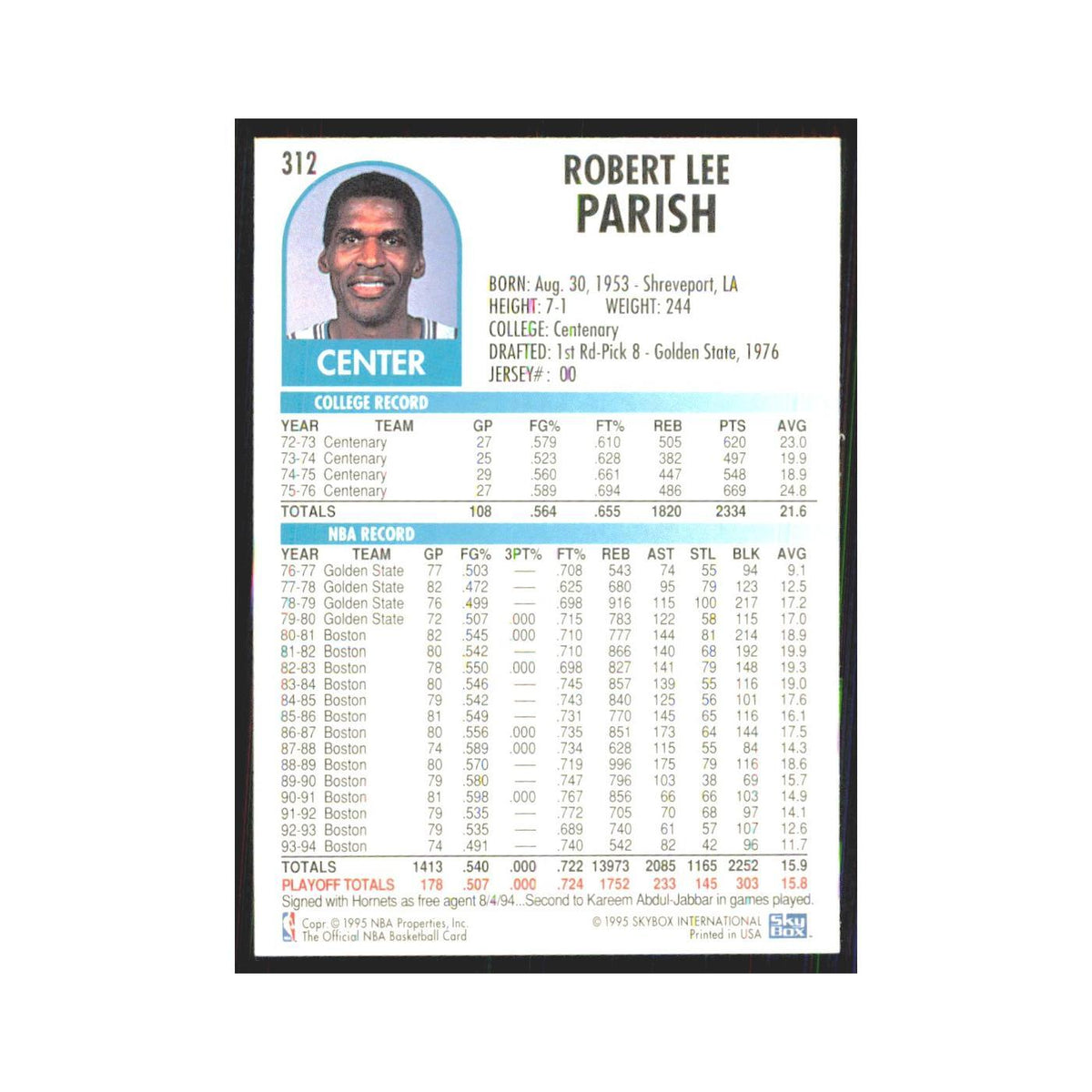 1994 NBA Hoops Robert Parish RC Hornets #312