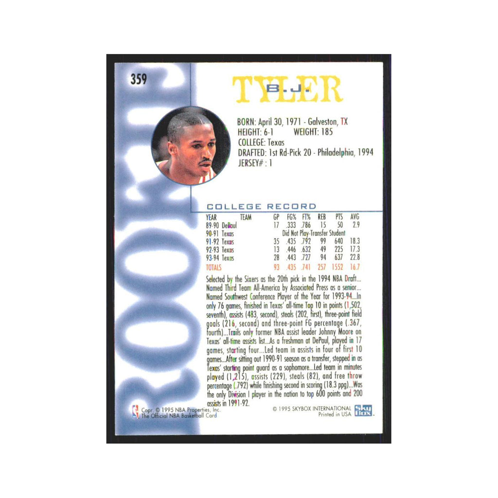 1994 NBA Hoops B.J. Tyler RC 76ers #359