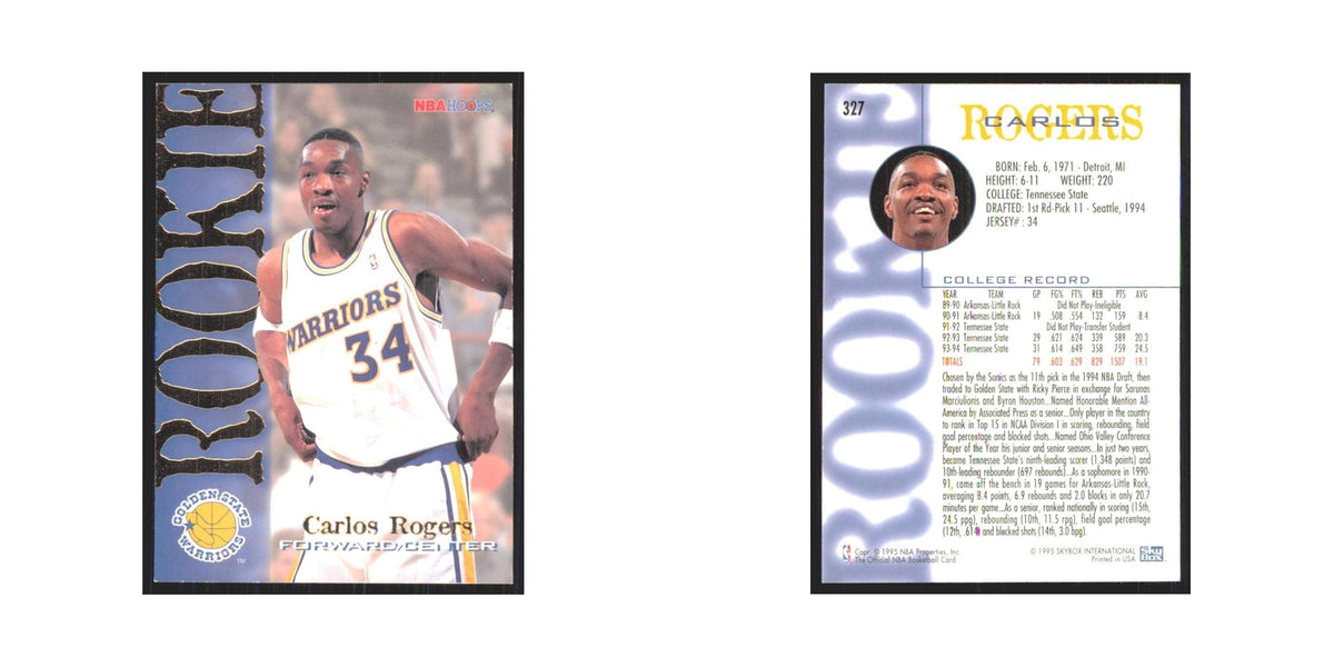1994 NBA Hoops Carlos Rogers RC Golden State Warriors #327