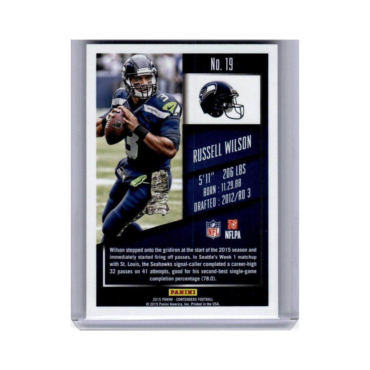 Russell Wilson 2015 Panini Contenders #19 Seattle Seahawks Football Card NM