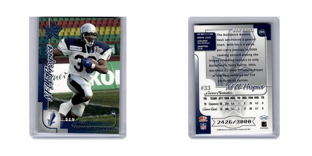 Ben Snell Rookie #/3000 2000 Leaf Rookies & Stars #285 Scottish Claymores NM
