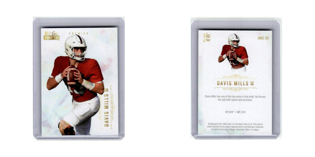 Davis Mills 2021 Wild Card Matte Premier #MBC-25 Stanford Cardinal NM