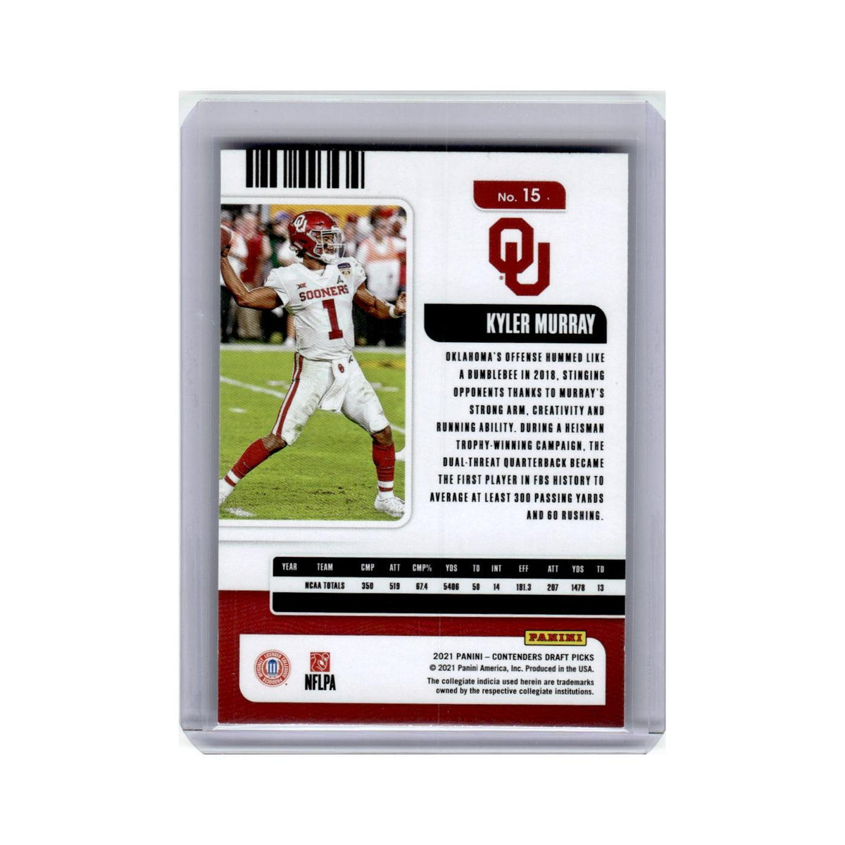 Kyler Murray 2021 Panini Contenders Draft Picks #15 Oklahoma Sooners NM
