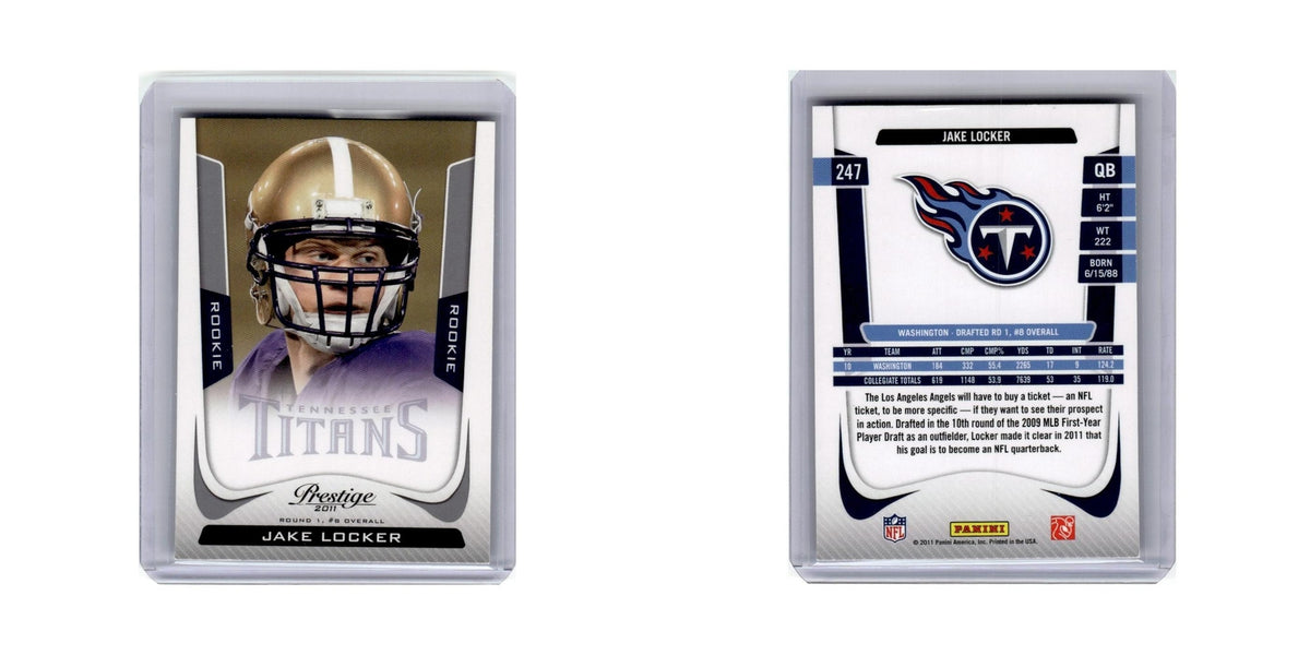 Jake Locker Rookie 2011 Panini Prestige #247 Tennessee Titans Football Card NM