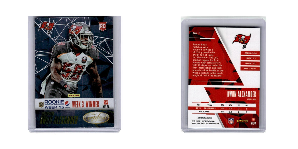 Kwon Alexander Rookie 2015 Panini Certified #3 Tampa Bay Buccaneers NM