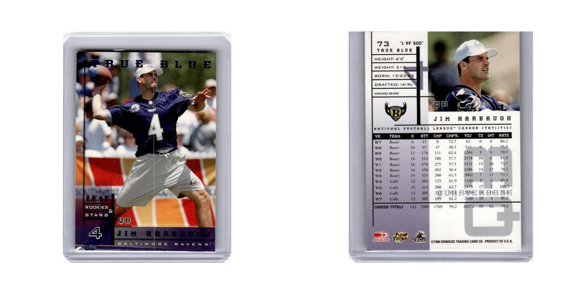 Jim Harbaugh 1998 Leaf Rookies & Stars #73 Baltimore Ravens Football Card NM