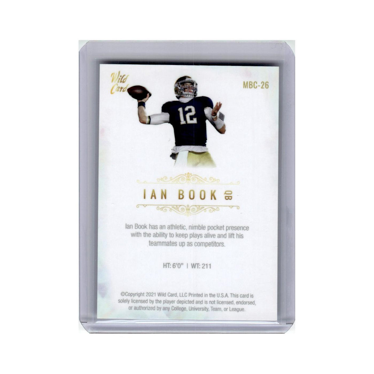 Ian Book 2021 Wild Card Matte Premier #MBC-26 Notre Dame Fighting Irish NM