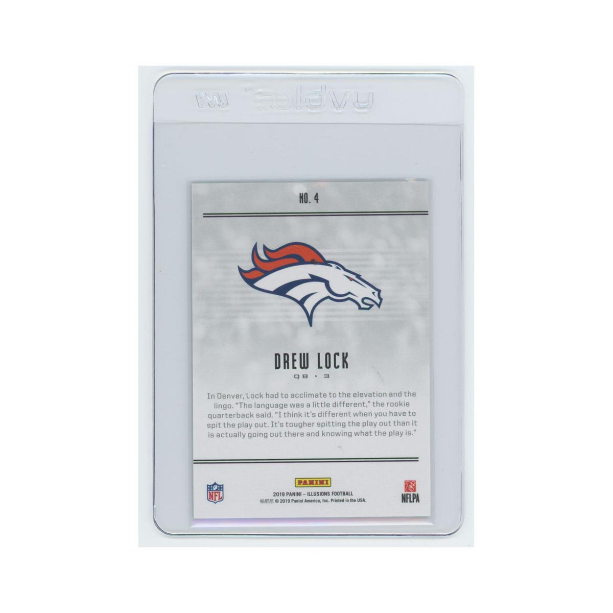 Drew Lock Rookie 2019 Panini Illusions #4 Denver Broncos Football Card NM