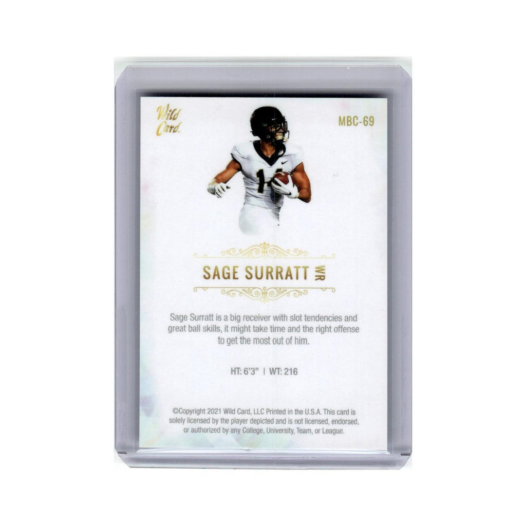 Sage Surratt 2021 Wild Card Matte Premier #MBC-69 Wake Forest Demon Deacons NM