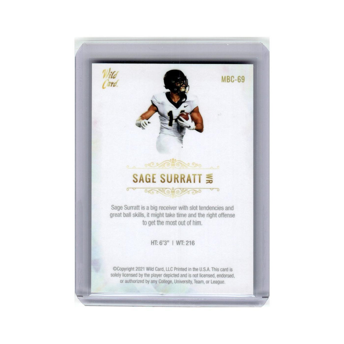 Sage Surratt 2021 Wild Card Matte Premier #MBC-69 Wake Forest Demon Deacons NM