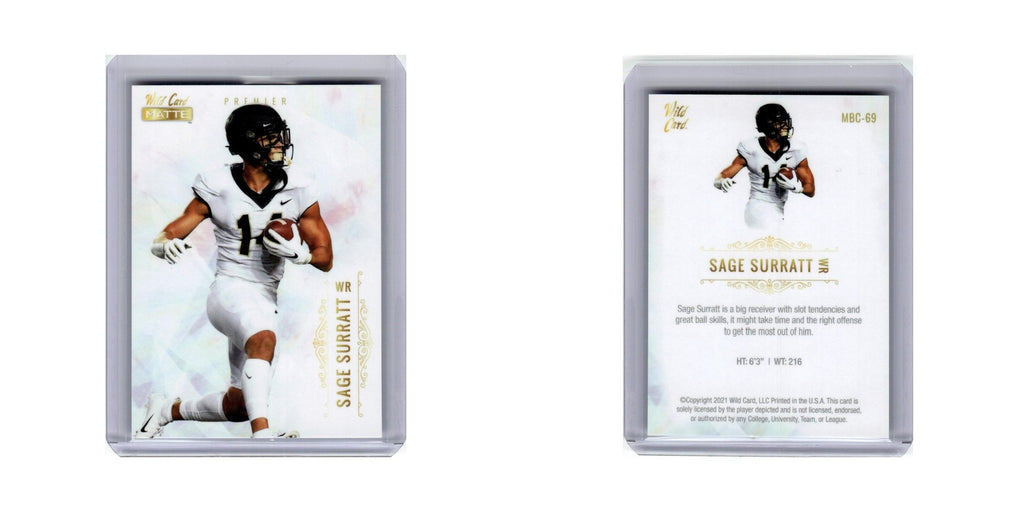 Sage Surratt 2021 Wild Card Matte Premier #MBC-69 Wake Forest Demon Deacons NM