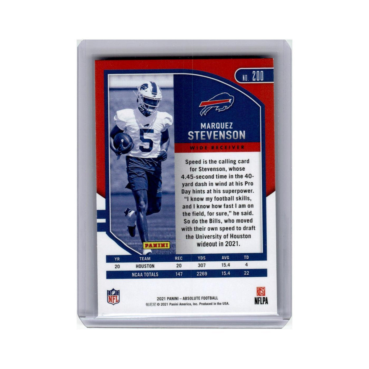 Marquez Stevenson 2021 Panini Absolute #200 Buffalo Bills Football Card NM