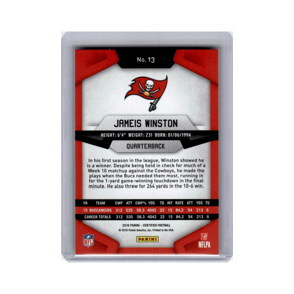 Jameis Winston 2016 Panini Certified #13 Tampa Bay Buccaneers Football Card NM