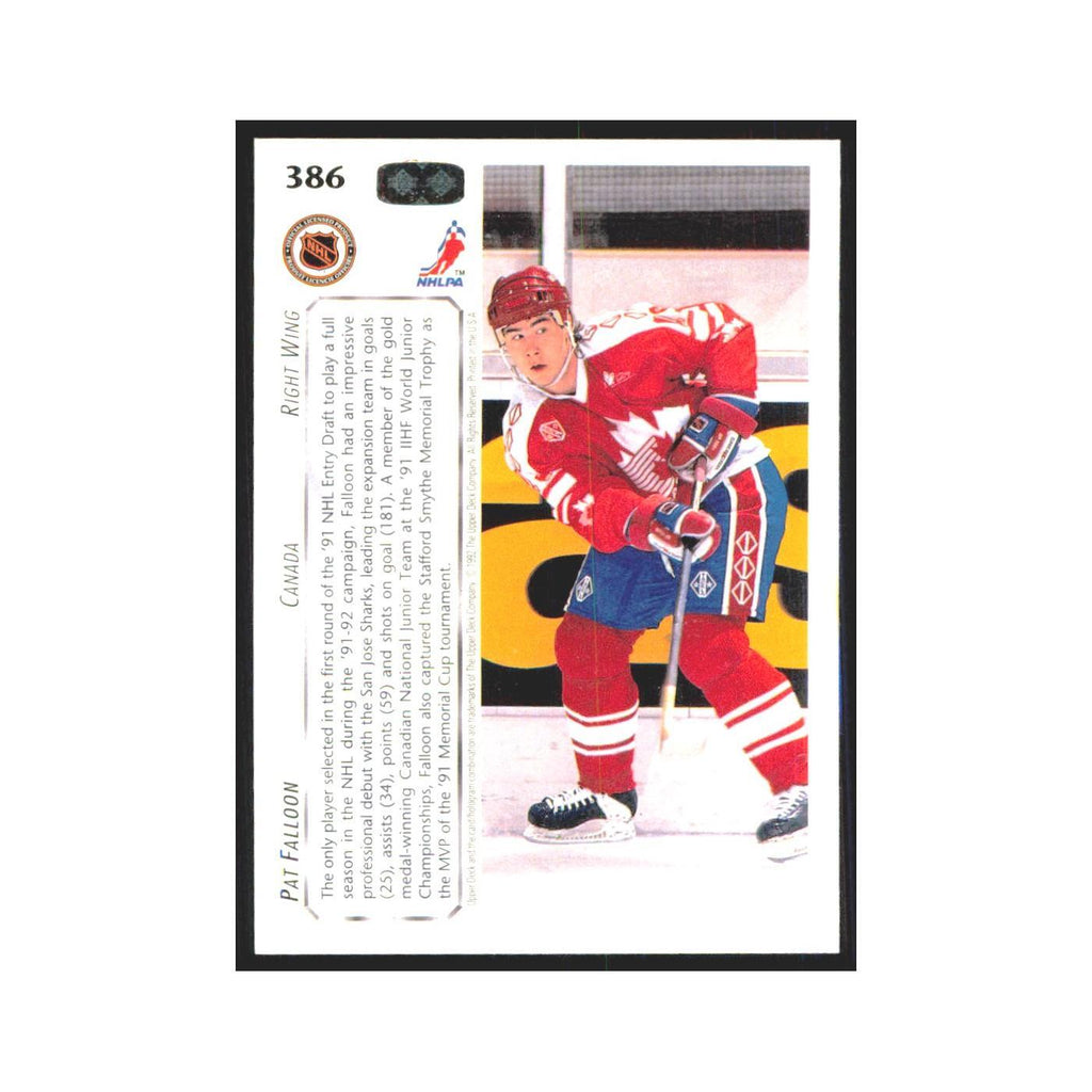 Pat Falloon 1992 Upper Deck #386 Canada Hockey Card NM