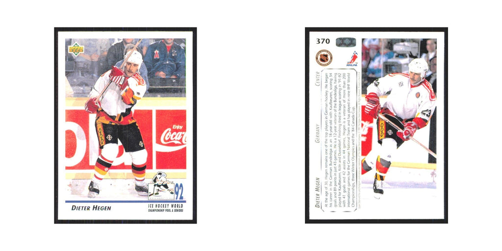 Dieter Hegen 1992 Upper Deck #370 Germany Hockey Card NM