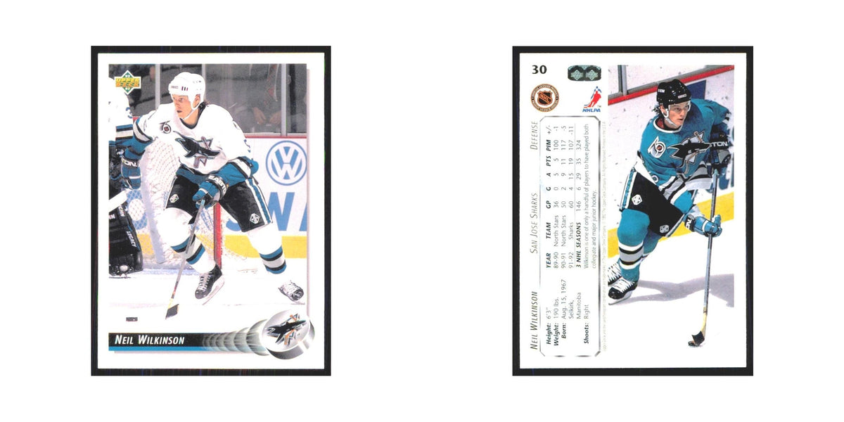 Neil Wilkinson 1992 Upper Deck #30 San Jose Sharks Hockey Card NM