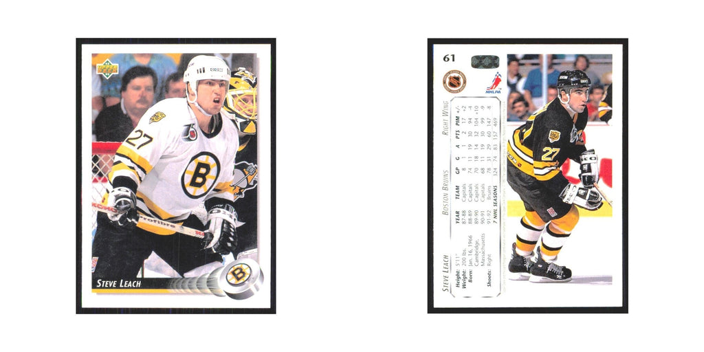 Steve Leach 1992 Upper Deck #61 Boston Bruins Hockey Card NM