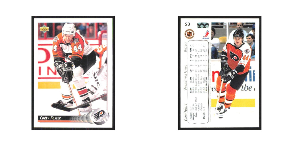 Corey Foster 1992 Upper Deck #53 Philadelphia Flyers Hockey Card NM