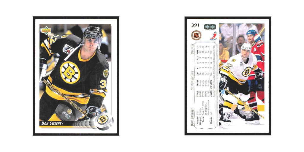 Don Sweeney 1992 Upper Deck #391 Boston Bruins Hockey Card NM