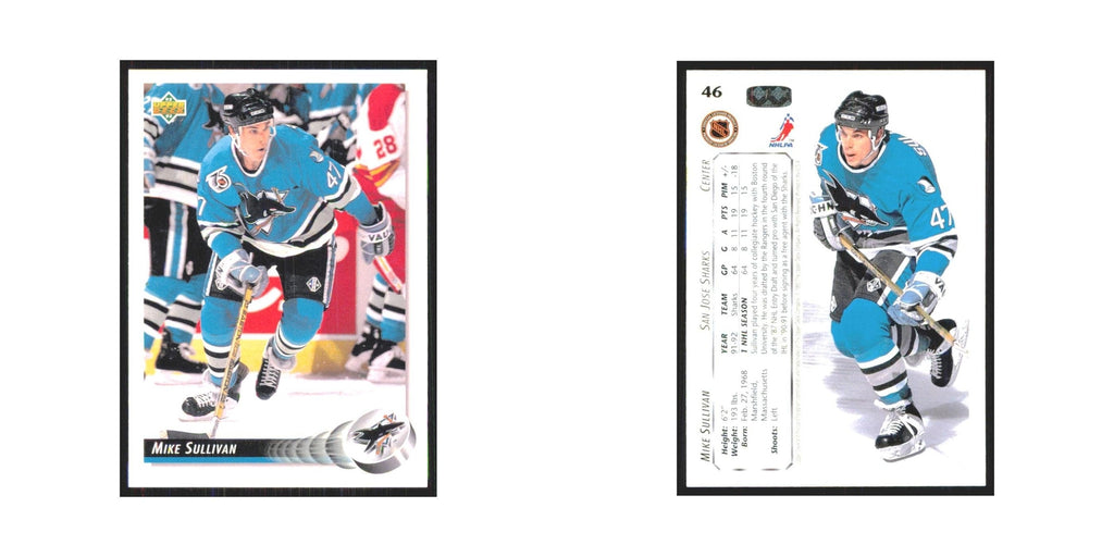 Mike Sullivan 1992 Upper Deck #46 San Jose Sharks Hockey Card NM