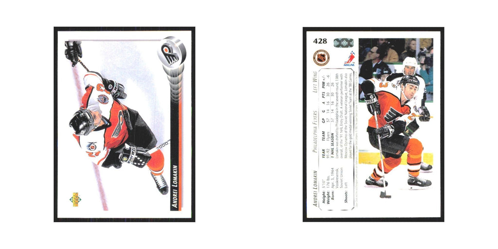 Andrei Lomakin 1992 Upper Deck #428 Philadelphia Flyers Hockey Card NM