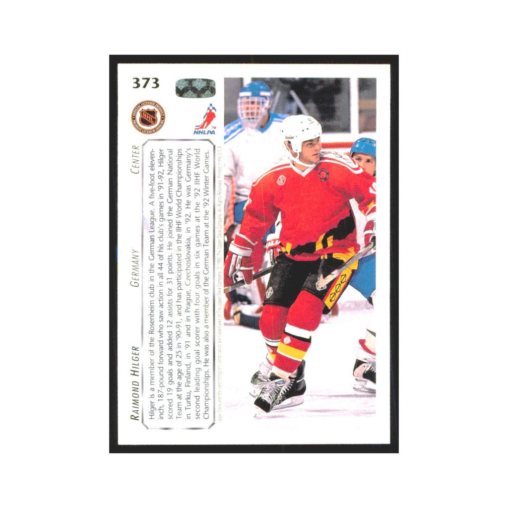 Raimond Hilger 1992 Upper Deck #373 Germany Hockey Card NM