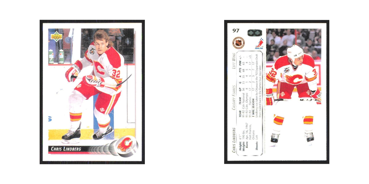Chris Lindberg 1992 Upper Deck #97 Calgary Flames Hockey Card NM