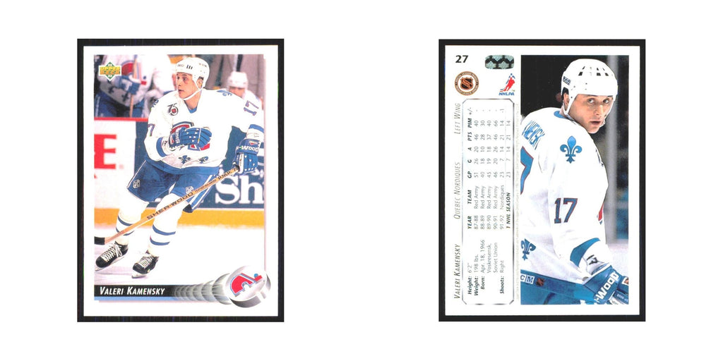 Valeri Kamensky 1992 Upper Deck #27 Quebec Nordiques Hockey Card NM
