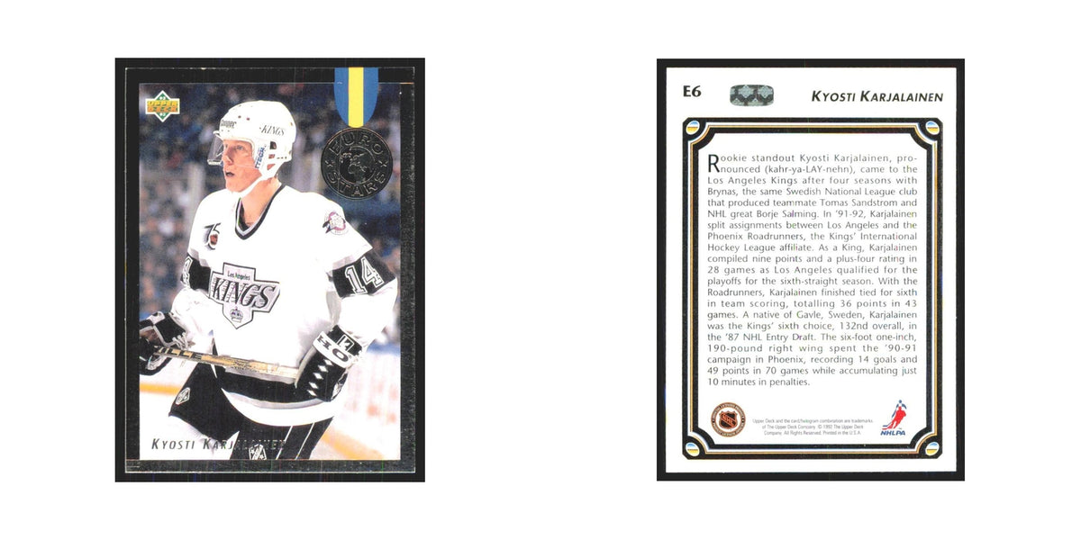 Kyosti Karjalainen 1992 Upper Deck #E6 Los Angeles Kings Hockey Card NM