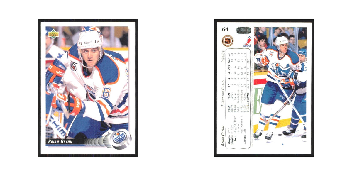 Brian Glynn 1992 Upper Deck #64 Edmonton Oilers Hockey Card NM