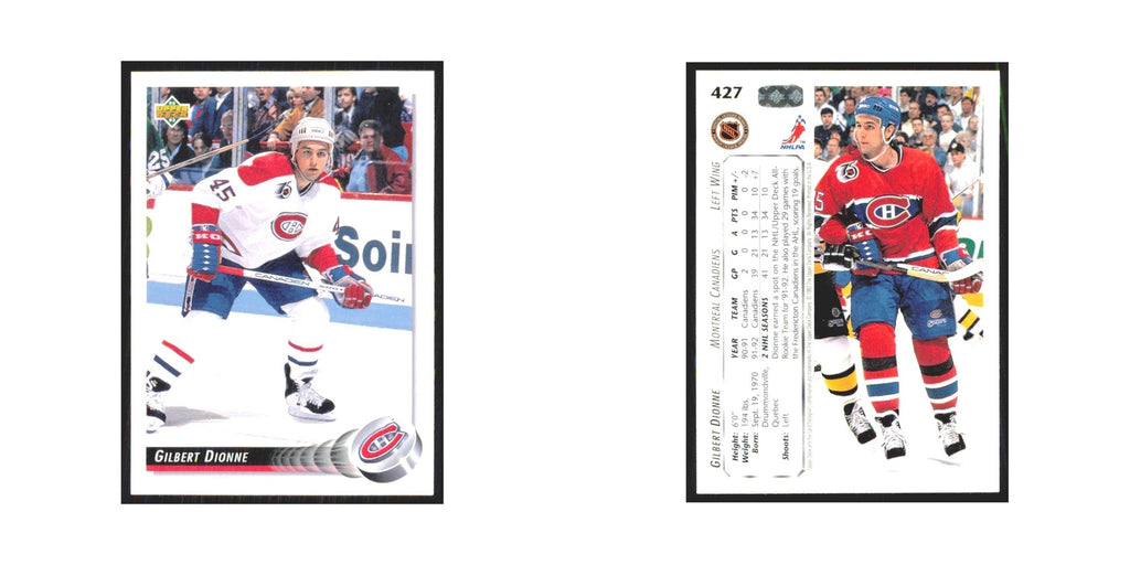 Gilbert Dionne 1992 Upper Deck #427 Montreal Canadiens Hockey Card NM