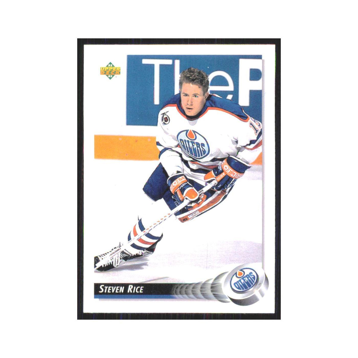 Steven Rice 1992 Upper Deck #98 Edmonton Oilers Hockey Card NM