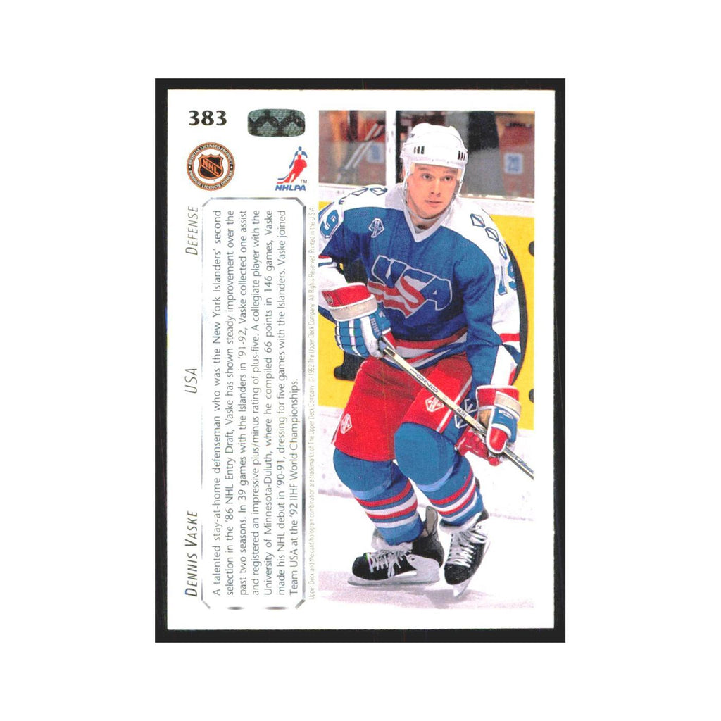 Dennis Vaske 1992 Upper Deck #383 USA Hockey Card NM