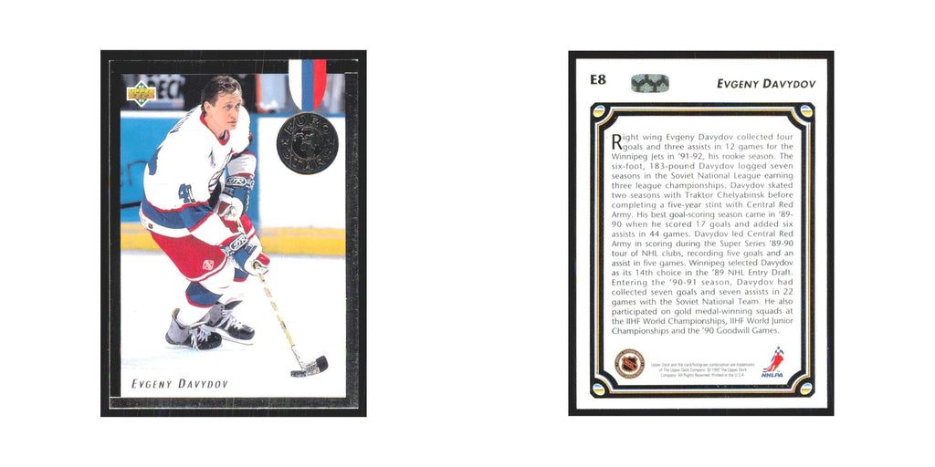 Evgeny Davydov 1992 Upper Deck #E8 Winnipeg Jets Hockey Card NM