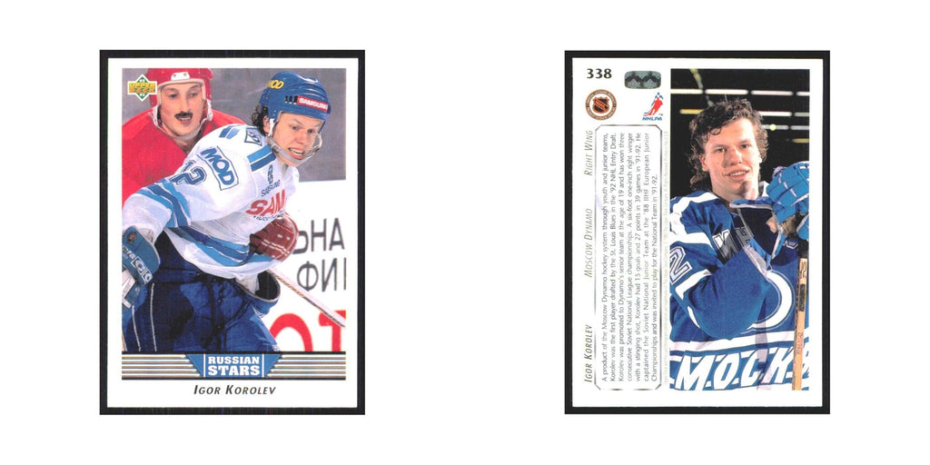 Igor Korolev 1992 Upper Deck #338 Dynamo Moscow Hockey Card NM