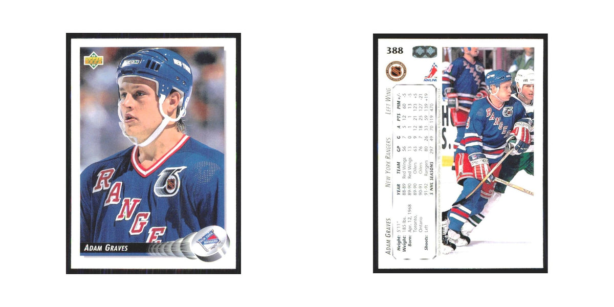 Adam Graves 1992 Upper Deck #388 New York Rangers Hockey Card NM