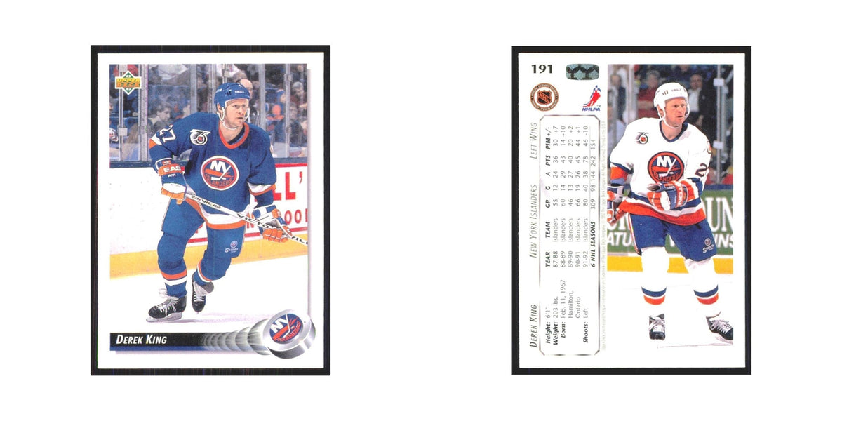 Derek King 1992 Upper Deck #191 New York Islanders Hockey Card NM