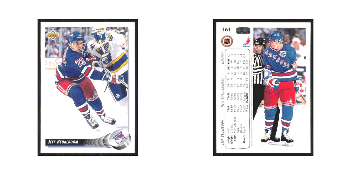 Jeff Beukeboom 1992 Upper Deck #161 New York Rangers Hockey Card NM