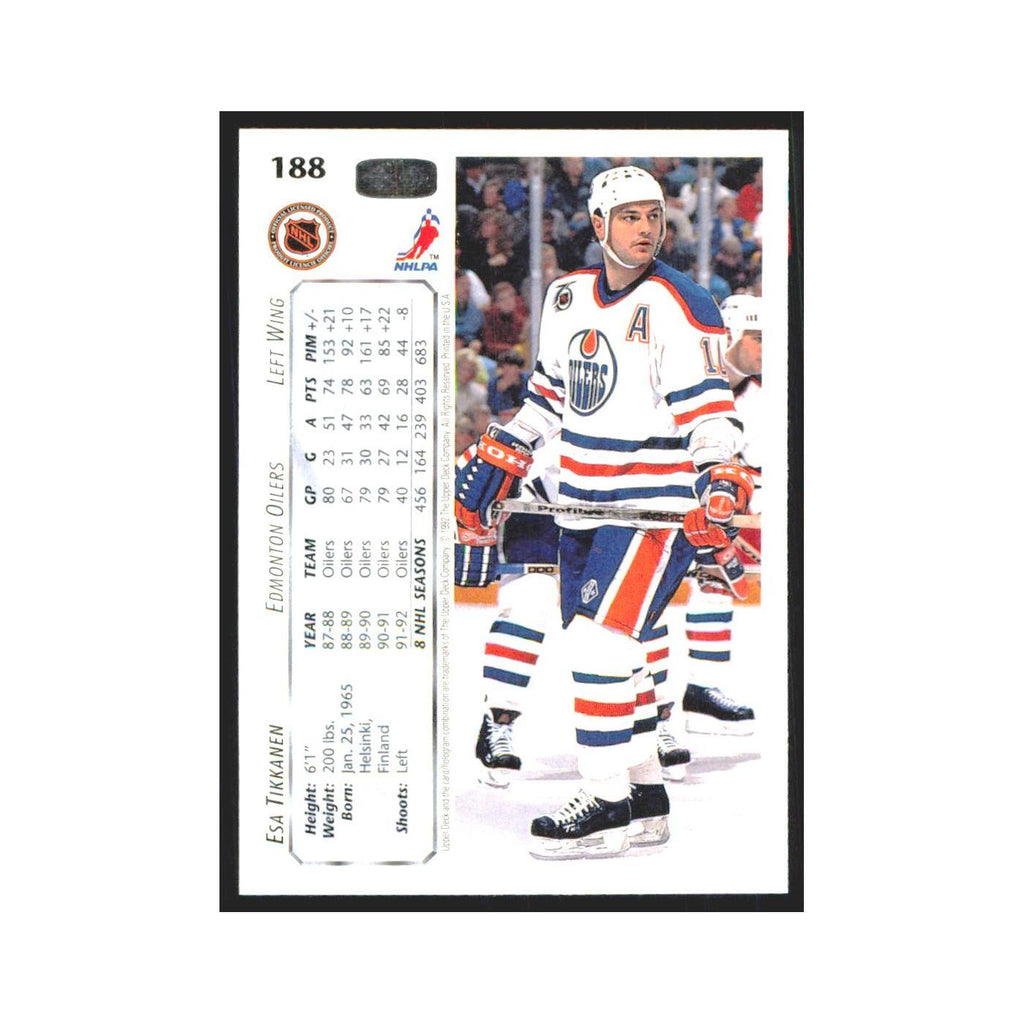 Esa Tikkanen 1992 Upper Deck #188 Edmonton Oilers Hockey Card NM