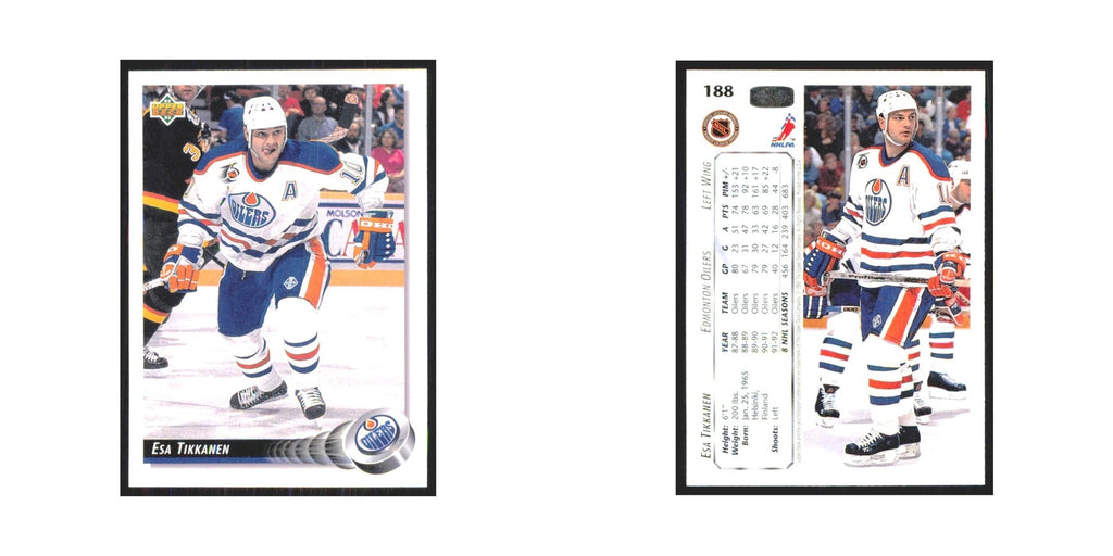 Esa Tikkanen 1992 Upper Deck #188 Edmonton Oilers Hockey Card NM