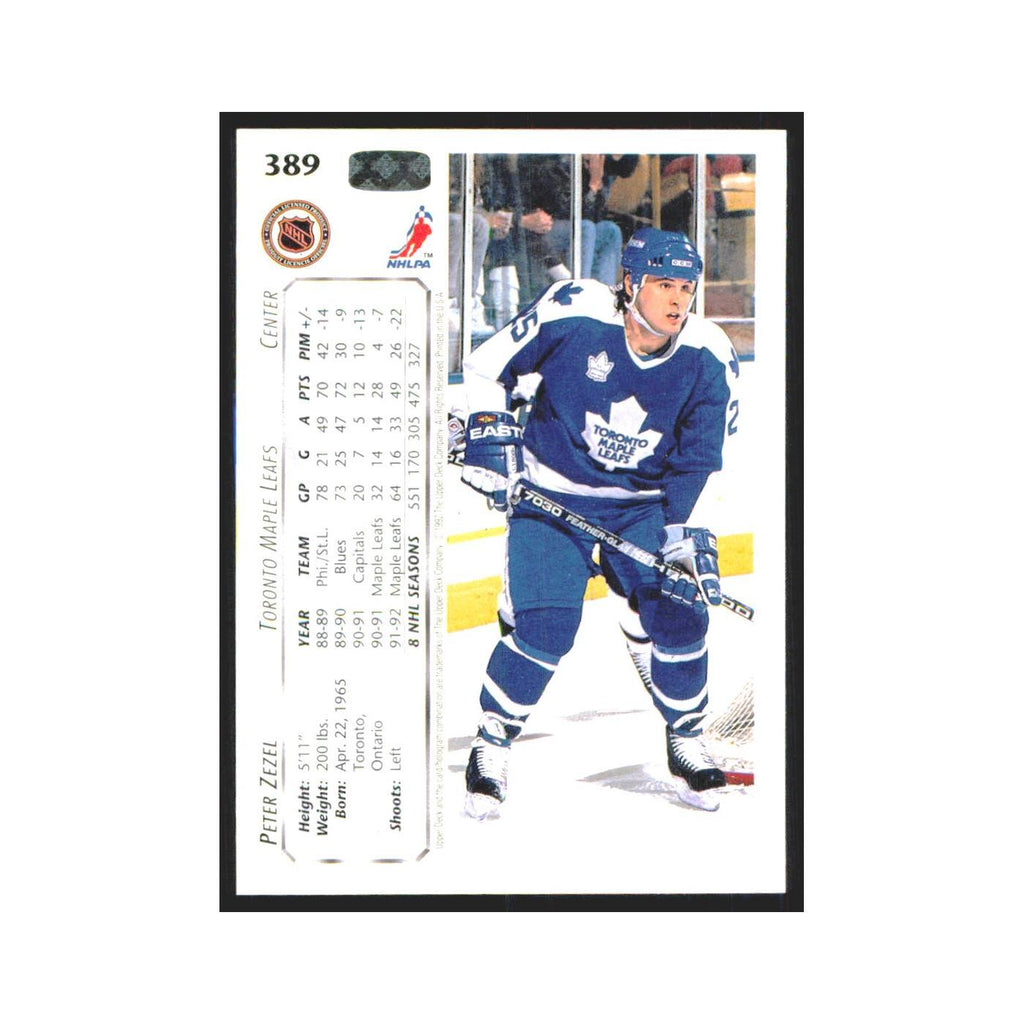 Peter Zezel 1992 Upper Deck #389 Toronto Maple Leafs Hockey Card NM