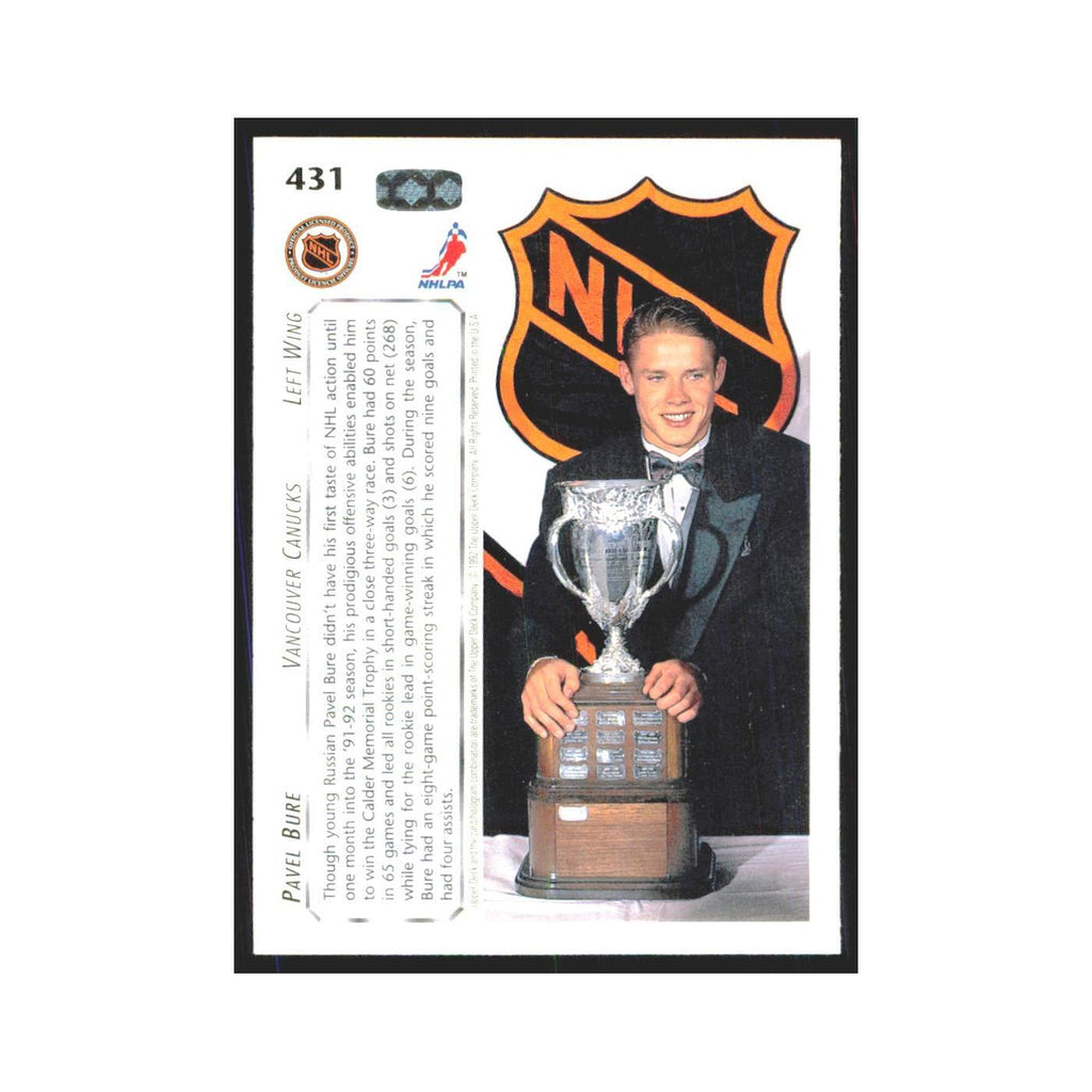 Pavel Bure 1992 Upper Deck #431 Vancouver Canucks Hockey Card NM