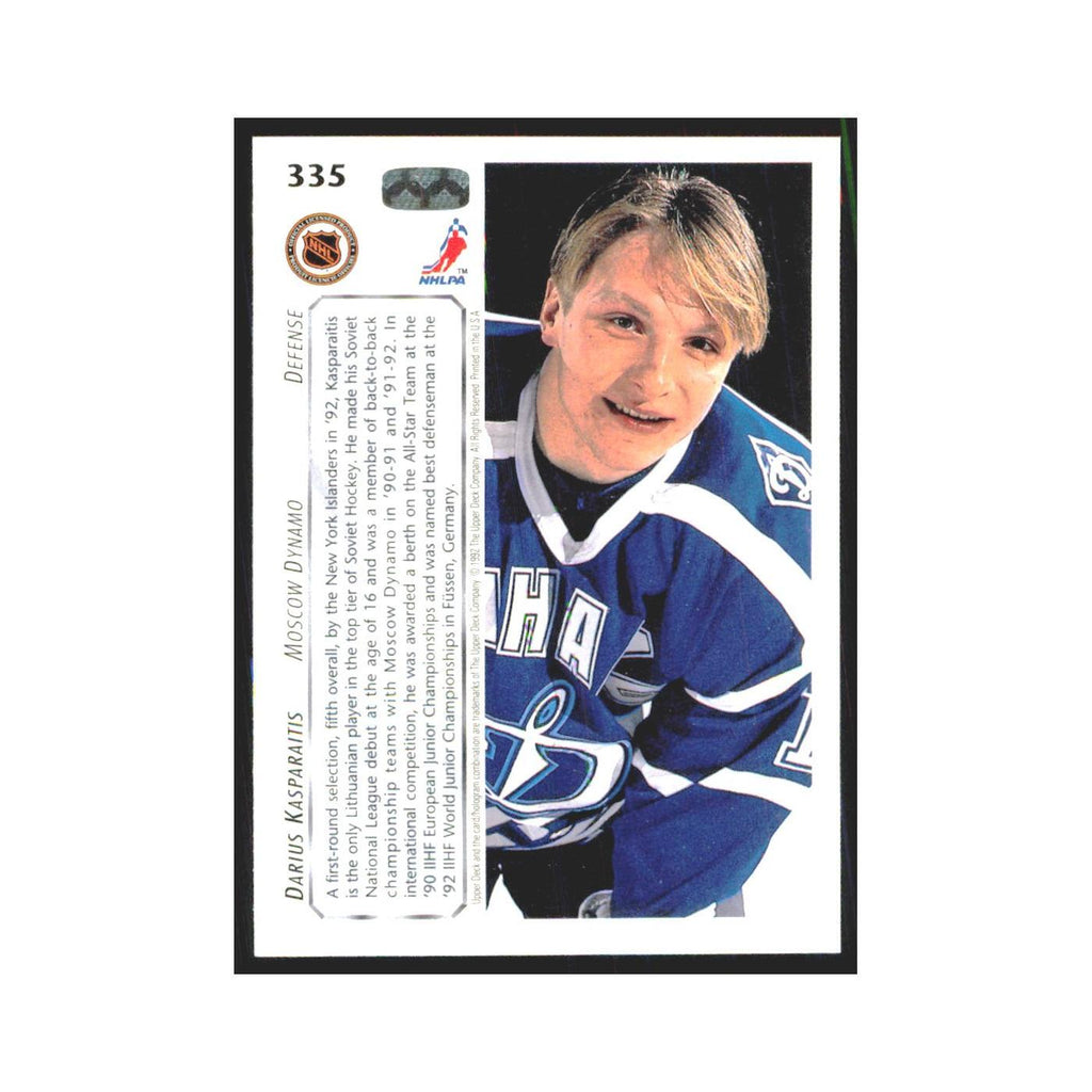 Darius Kasparaitis 1992 Upper Deck #335 Dynamo Moscow Hockey Card NM
