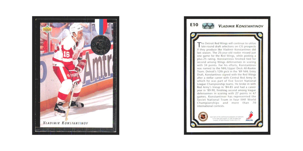 Vladimir Konstantinov 1992 Upper Deck #E10 Detroit Red Wings Hockey Card NM