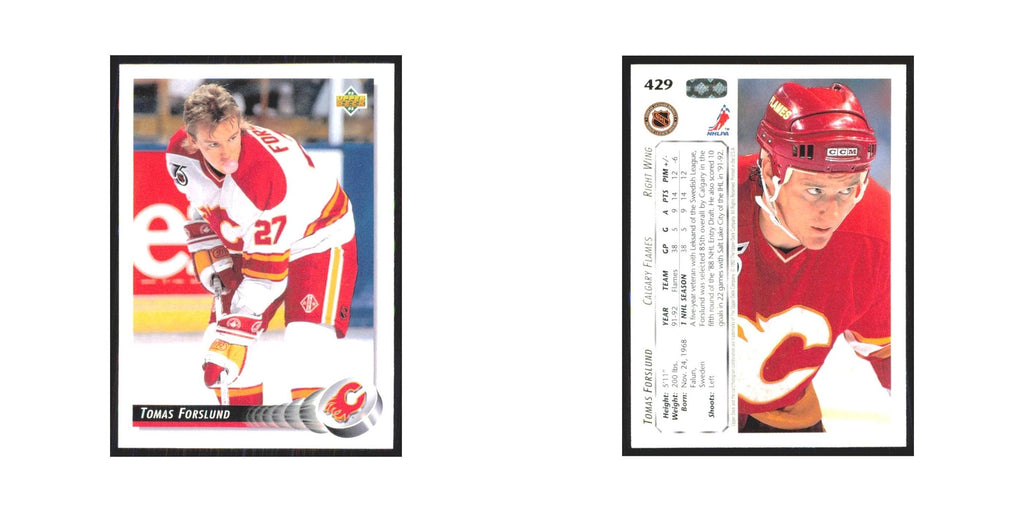 Tomas Forslund 1992 Upper Deck #429 Calgary Flames Hockey Card NM