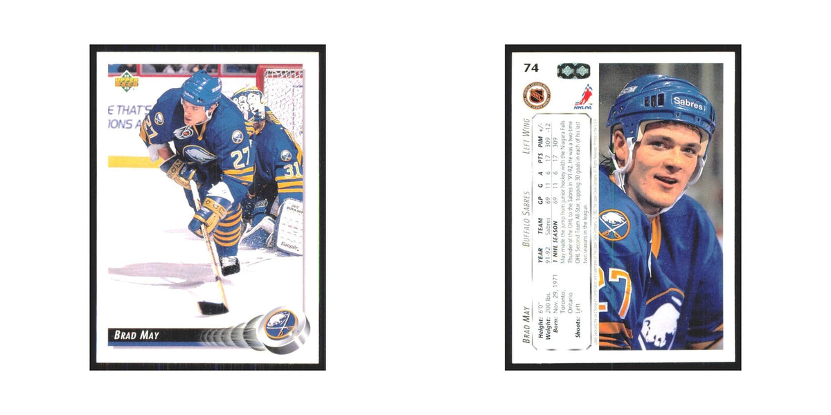 Brad May 1992 Upper Deck #74 Buffalo Sabres Hockey Card NM