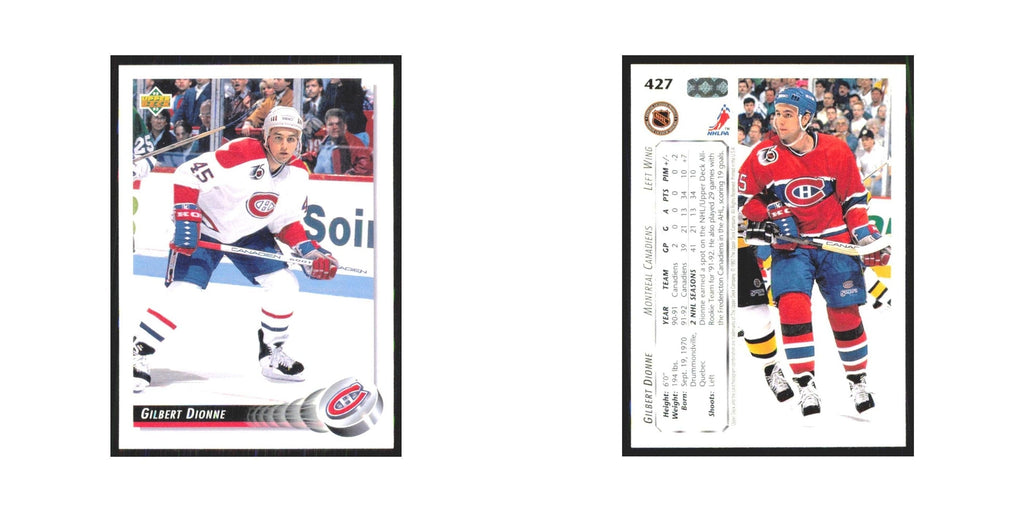 Gilbert Dionne 1992 Upper Deck #427 Montreal Canadiens Hockey Card NM