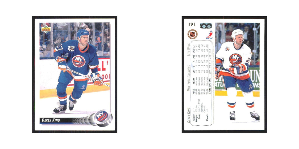 Derek King 1992 Upper Deck #191 New York Islanders Hockey Card NM