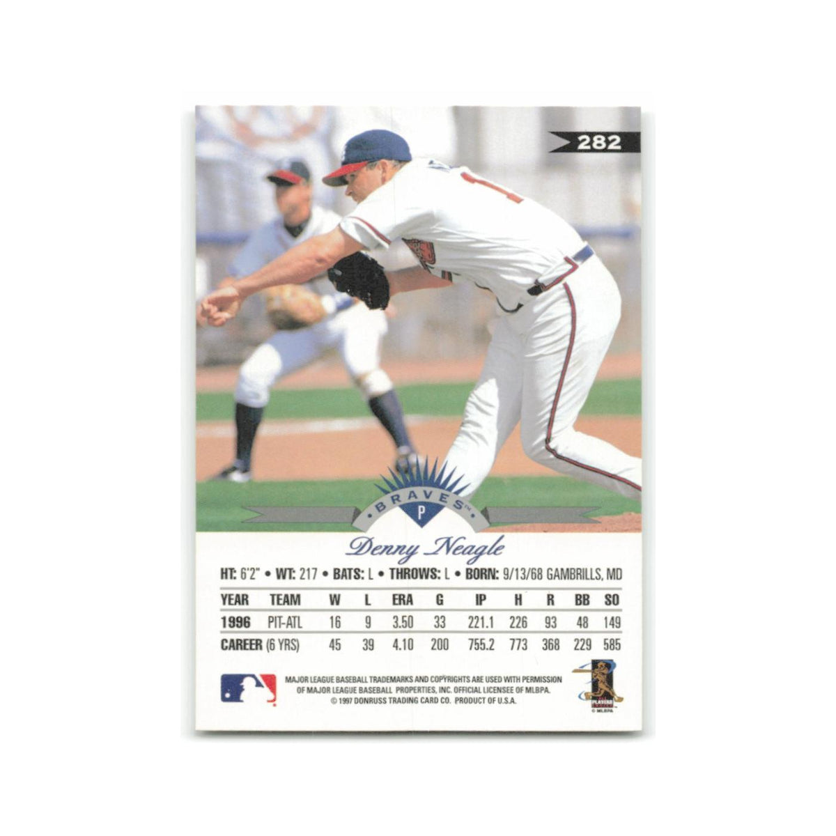 Denny Neagle 1997 Leaf #282 Atlanta Braves Baseball Card NM
