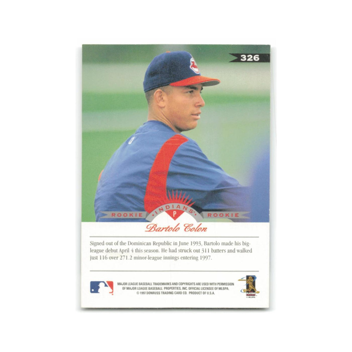 Bartolo Colon Rookie 1997 Leaf #326 Cleveland Indians Baseball Card NM